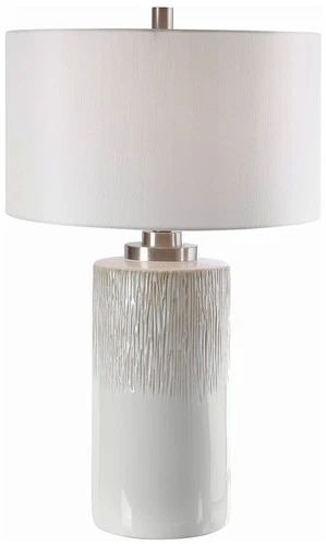 Uttermost Georgios 28 1/2" Aged White Ceramic Cylindrical Table Lamp - Picture 2 of 9