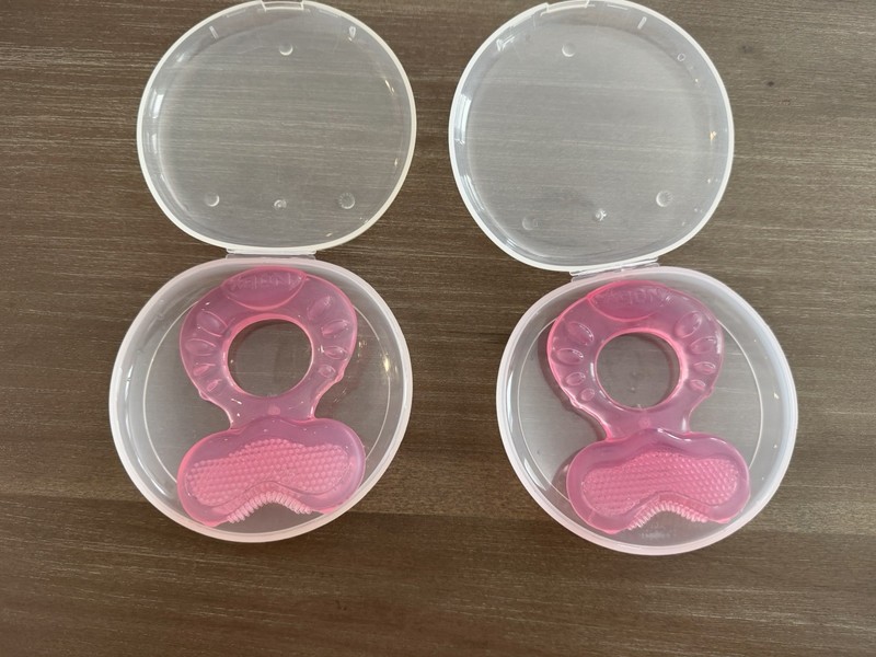 *2 PACK* Nuby Silicone Teethe-EEZ Teether with Bristles, Hygienic Case, BPA FREE