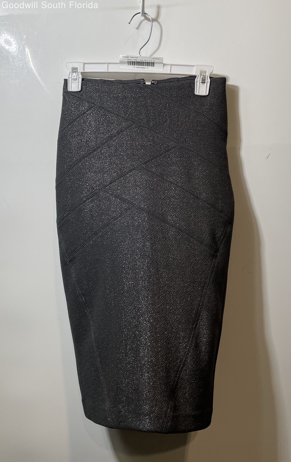 Express Womens Gray Flat Front Back Zip Midi Straight & Pencil Skirt Size 00