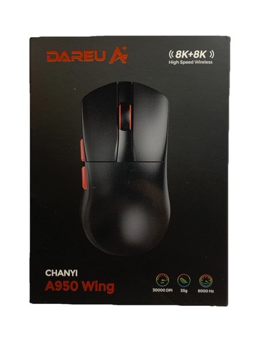 DAREU A950 WING 35g Double 8K Ultralight Wired & Wireless Gaming Mouse Black - 第 1/8 張圖片