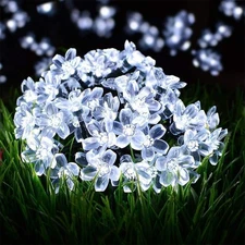 Solar String Flower Lights Outdoor Waterproof Decorations For Garden 14M 100LED