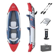 Image of 2-Person Inflatable Kayak with Oars Removable Fins, Carry Bag and Pump Full Set