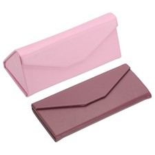 Foldable Glasses Case, 2 Pcs Triangle Eyeglasses Case, Purple Red/Pink
