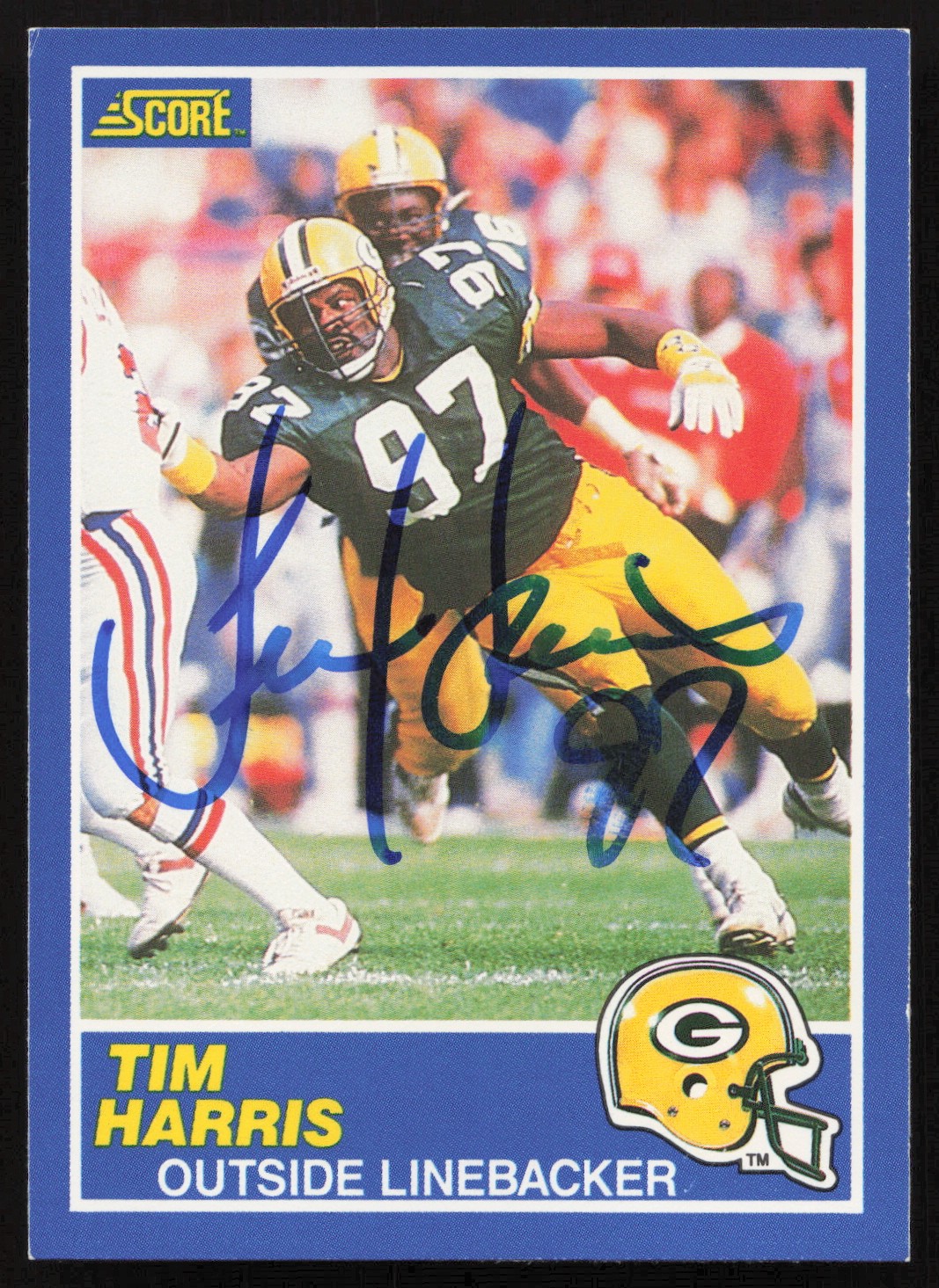 Tim Harris Signed 1989 Score Card #58 Green Bay Packers