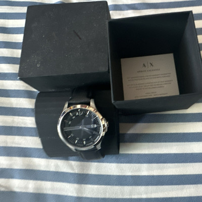 Armani Exchange Quartz Wristwatch Black Dial Leather Strap 42mm 50m Box