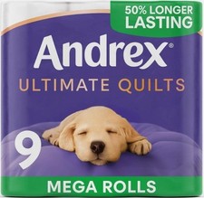 Andrex Ultimate Quilts 9 Mega Toilet Rolls=13.5 Standard Toilet Rolls,50% Longer