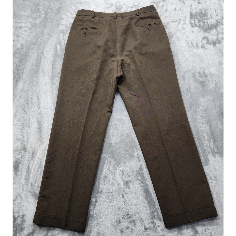 Haggar Black Label Pants Mens 34X30* Brown Classic Fit Pleated Dress Trousers - Image 2 of 4