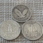 1957, 1963, Washington Quarters And 1 Liberty 90% Silver (3 Coin Lot)