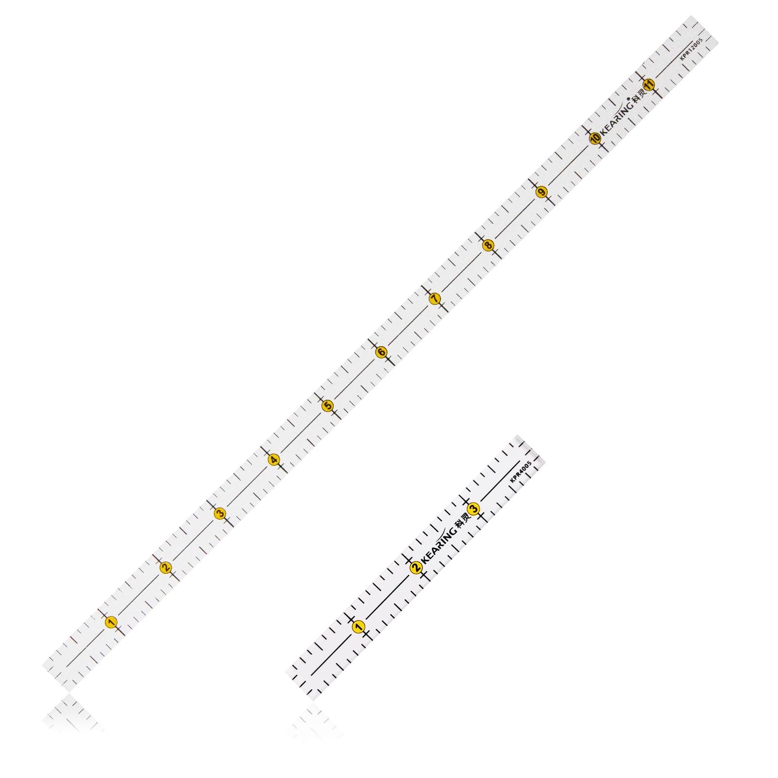 KEARING 4x1/2 12x1/2 Non-Slip Acrylic Quilting & Sewing Ruler Set Fabric