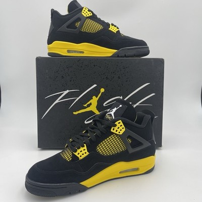 Air Jordan 4 Retro Thunder Black/White-Tour Yellow- Men-SZ 10.5-EU 44.5-UK 9.5