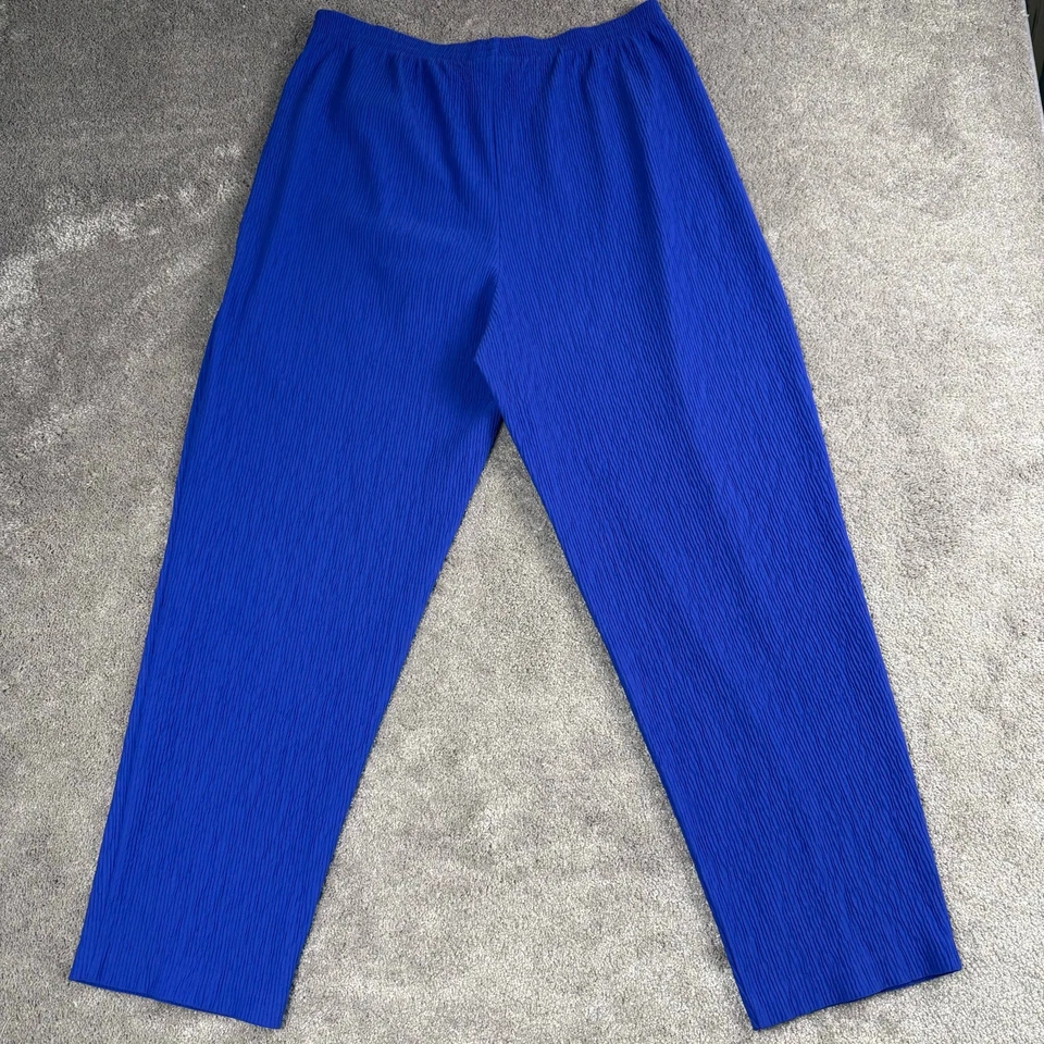 蓝色 Kathie Lee 皱褶裤 XL 码弹性腰带多巴胺大胆活力 — 第 3/4 张图片
