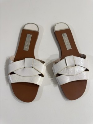 Zara Basic Sandals Women White Criss Cross Slip-On Beach Pool Size 38
