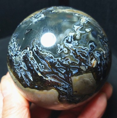 RARE 434.6G Natural Polished Colorful Agate Stone Ball Healing Madagascar CA4655