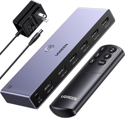 UGREEN 8K@60Hz HDMI Switch 5 in 1 Out, Aluminum, HDR10+,