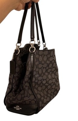 Coach Phoebe Shoulder Bag F36424 Smoke Black Signature Canvas with