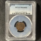 1911 1c Lincoln Cent Philadelphia Uncirculated Red Brown PCGS MS 64 RB