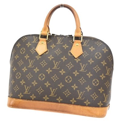 LOUIS VUITTON LV Logo Alma Hand Bag Monogram Leather Brown M51130 85YJ303