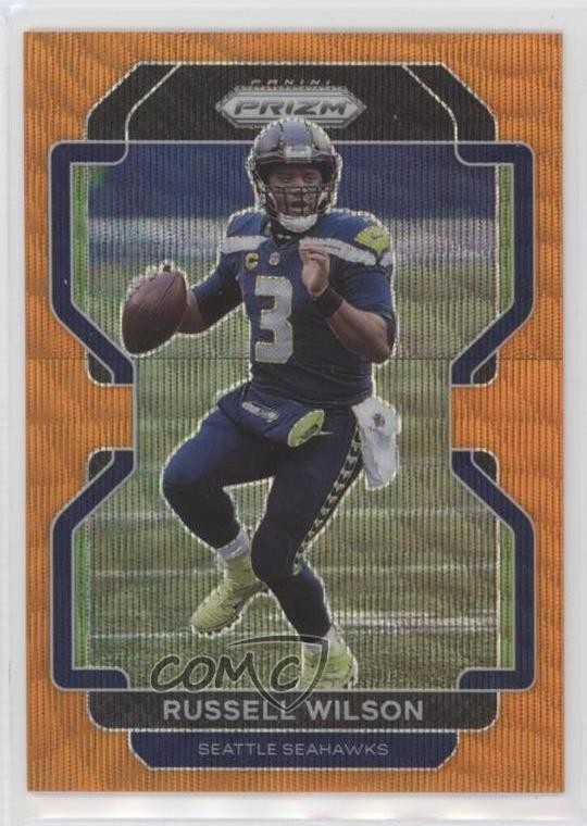 2021 Panini Prizm Orange Wave Prizm 37/60 Russell Wilson #45 9o3