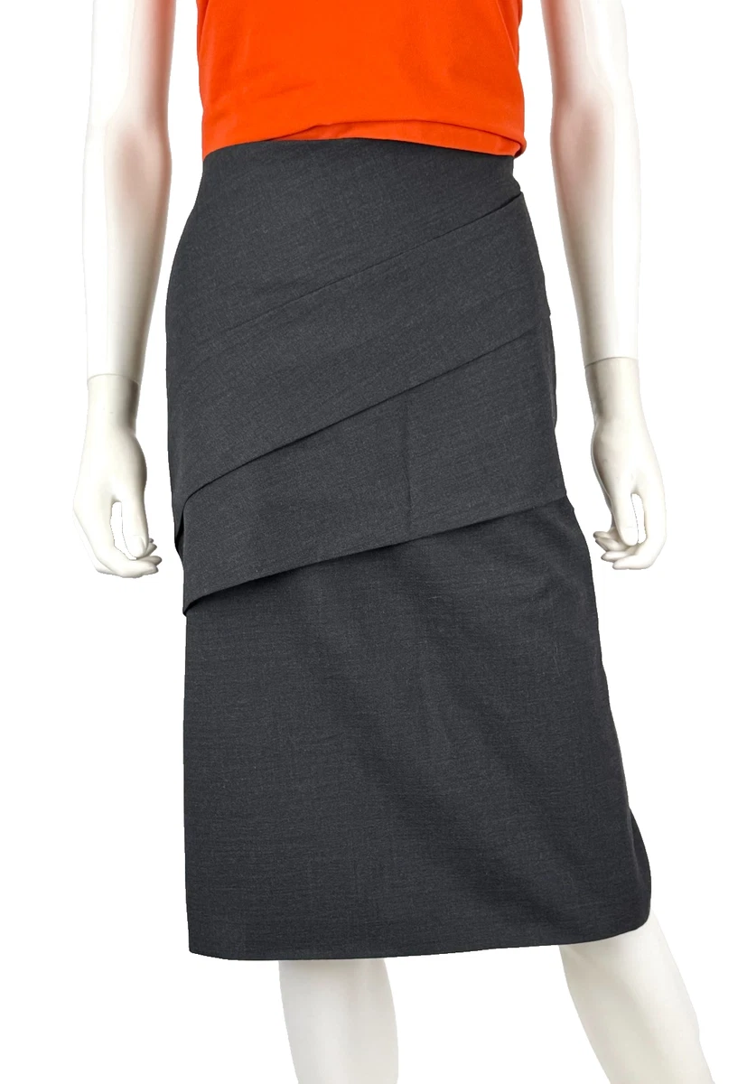 Jupe Crayon Vintage En Laine Taille 8 Gris - Le Basique Chic D'Occasion