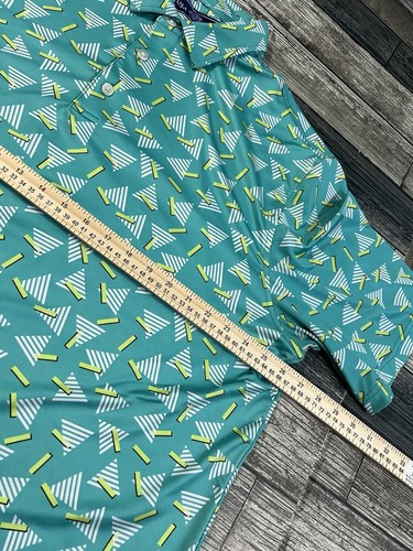 USA Palm Performance Polo Shirt Men XXL Bright Geometric Abstract AOP Green - Picture 3 of 5