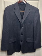 STAFFORD Wool Men's Herringbone Tweed Blazer Sport Coat Jacket Sz 42R Gray
