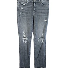 Hudson Jeans Womens Nico Straight 32x28 Denim Gray Light Wash Distressed Stretch