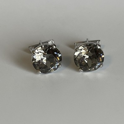 Vintage SENATOR Crystal Cufflinks Smoky Grey Glass Silver Tone ¾  German