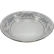 Somerset NL Excel Cereal Bowl 6-1/4" Blue Flower Ribbon Band Platinum Trim