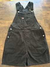 DICKIES brand denim overalls, shorts, snap enclosure, size SMALL, women, black