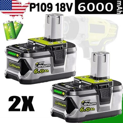 2X 6000MAH P108 For RYOBI 18V Battery One Plus 6000mAh High Capacity Lithium