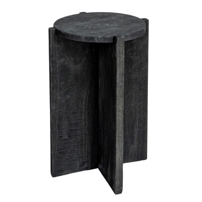 Paulownia Wood Round Accent Table, Black