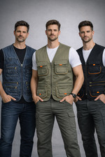 Men Multi Pockets Vest Utility Fishing Lightweight Gilet Safari Travel Waistcoat