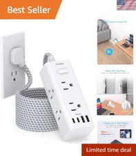 10 Ft Power Strip Surge Protector - 6 AC Outlets  4 USB Ports for Ultimate C...