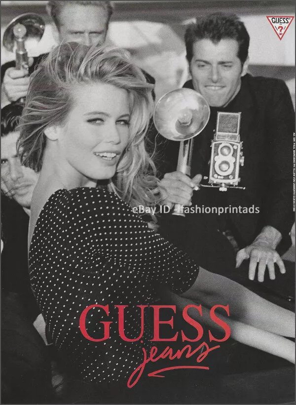 Vintage GUESS JEANS 1 Page PRINT AD 1990 CLAUDIA SCHIFFER ellen