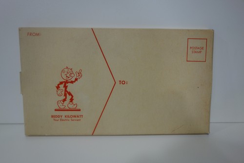 Vintage REDDY KILOWATT Business card Figure - Red w/Black Stand - 1960's ERA - Picture 5 of 9