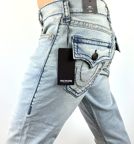 True Religion Mens Ricky Relaxed Straight Light Blue Wash Super T Jeans - 107842 - Picture 5 of 7
