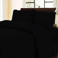 Black Solid Hotel Bedding Collection 1000TC Egyptian Cotton Select Item  Size