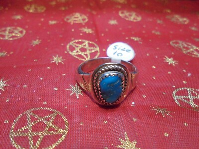 Navajo Turquoise ring 925 Sterling Silver Ring Size 10 New A81