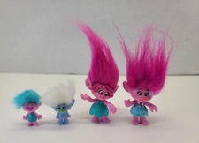 Trolls Poppy Guy Diamond Action Figure Glitter Hair Blue Pink Miniature 2" 3"