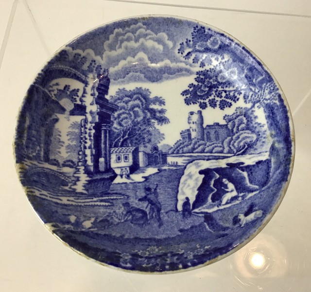 Miniature SPODE ENGLAND Italian Design Trinket Plate Dish Salt BLUE