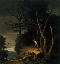 Forest Landscape with Hunter by Franz Sedlacek – 1933 Surrealist Gothic Print