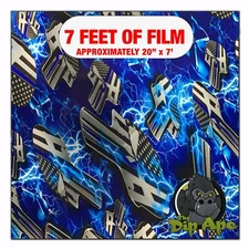 Hydrographic film Blue Line Electrical Skulls 7' x 20" hydro dip dipping