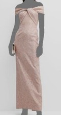 790 Rickie Freeman For Teri Jon Women's Pink Twist Off-Shoulder Dress Size 18