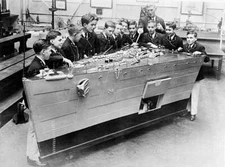 Students learning operation anchor a battleship model Dartmout- 1932 Old Photo