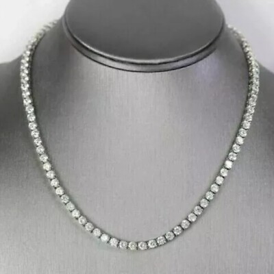 10Ct Round Cut Lab Grown Diamond Women's Tennis Necklace 14K White Gold Over 18''
