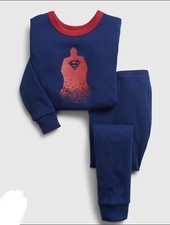 GAP KIDS BOYS PAJAMAS LS SHIRT PANTS DC SUPERMAN RED BLUE SIZE 12 YEARS NEW NWT