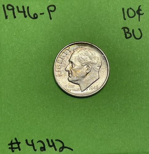 1946 P Roosevelt Dime BU Uncirculated Mint State 90% Silver 10c US Coin