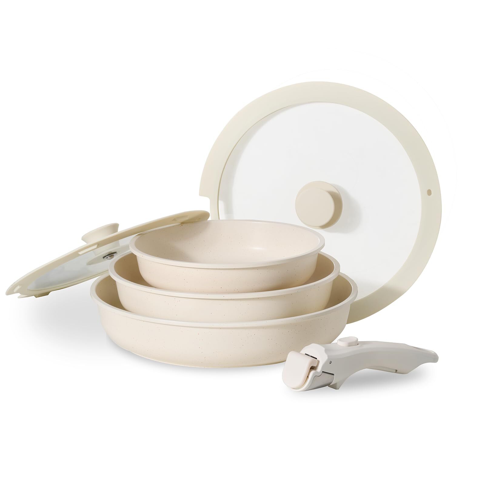 Nonstick Frying Pan Set, Non Stick Frying Pans with lid and Detachable Handle...