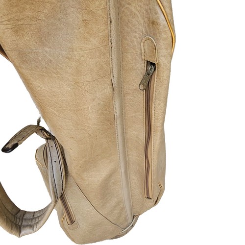 Golf Bag Brown Leather Shoulder Carry Club Holders 3 Divider 2 Pocket Gold Trim - Picture 8 of 18