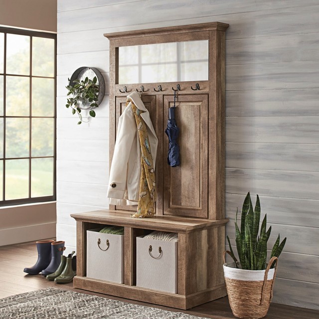 Entryway Hall Tree Foyer Coat Rack Wooden Hallway Trees With